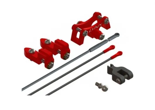 Lynx Heckset mit Anlenkung rot für Upgradeservo für Blade 130X