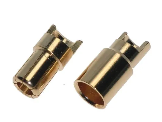 Goldkontaktstecker 6mm geschlitzt Löthalbschale 1Paar