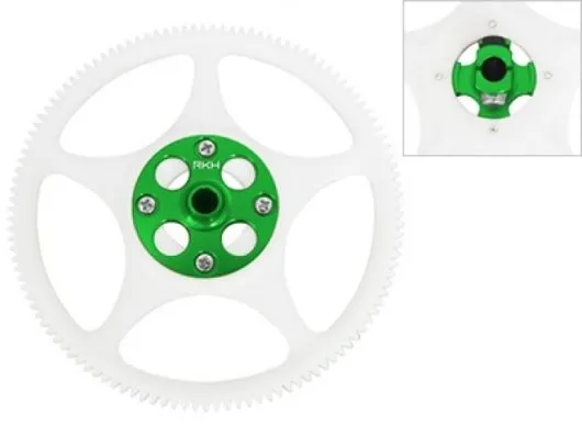 Rakonheli Hauptzahnrad hochpräzise gefräst aus PTFE (Polytetrafluorethylen) mit Aluminium Nabe in grün für Blade 200SRX