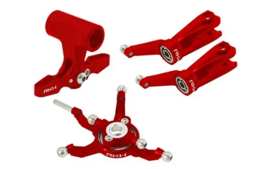 Rakonheli Taumelscheibe und Rotorkopf Set aus Aluminium in rot für Blade 230S und 250CFX