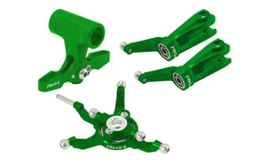 Rakonheli Taumelscheibe und Rotorkopf Set aus Aluminium in grün für Blade 230S und 250CFX