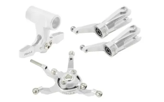 Rakonheli Taumelscheibe und Rotorkopf Set aus Aluminium in silber für Blade 230S, 250CFX