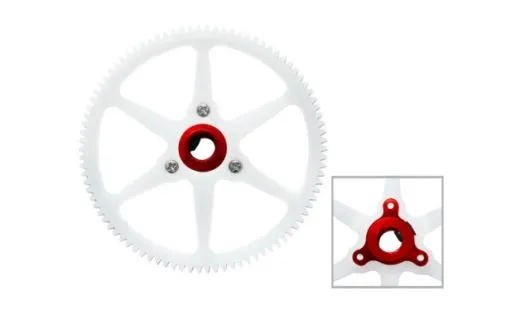Rakonheli Hauptzahnrad hochpräzise gefräst aus PTFE (Polytetrafluorethylen) 90Zähne in rot für Blade 120S und 120S2