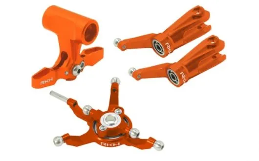 Rakonheli Taumelscheibe und Rotorkopf Set aus Aluminium in orange für Blade 230S, 250CFX