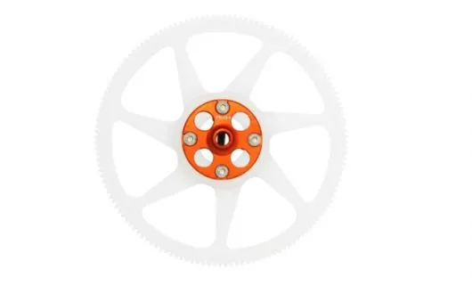 Rakonheli Hauptzahnrad hochpräzise gefräst aus PTFE (Polytetrafluorethylen) 140Z mit Aluminium Nabe in orange für Blade 230S und 235CP