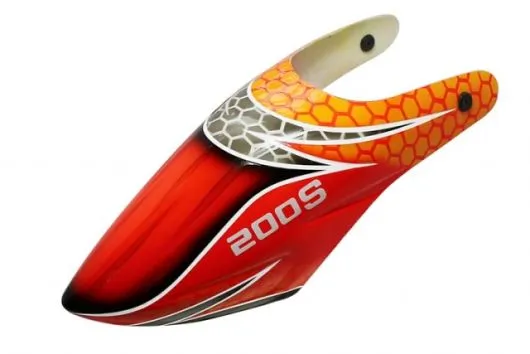 Lionheli Fiberglass Haube Design 01 rot-orange für Blade 200S