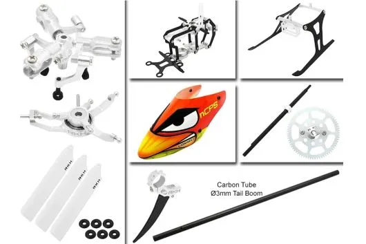 Rakonheli Tuning Set mit 3 Blatt Kopf in silber für Blade Nano CPs