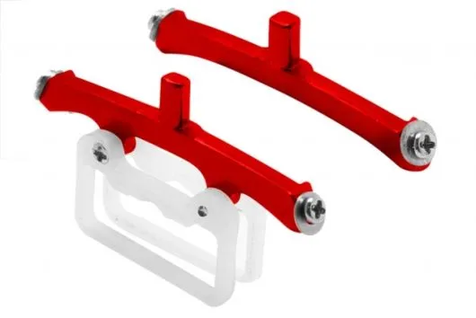 Rakonheli Landegestell- und Akkuhalterung in rot aus CNC Aluminium für Blade mSRS