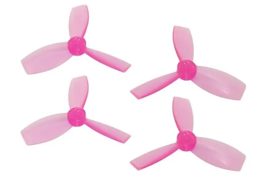 Rakonheli Propellerset 3Blatt 2222 in transparentem pink 4Stück (2xCW und 2xCCW 1,5mm Welle) für Blade Torrent 110 FPV