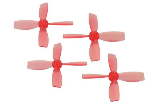 Rakonheli Propellerset 4Blatt 2222 in transparentem rot 4Stück (2xCW und 2xCCW 1,5mm Welle) für Blade Torrent 110 FPV