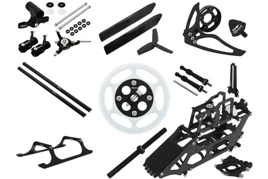 Rakonheli Tuning Set aus CNC Aluminium in schwarz für Blade 130S