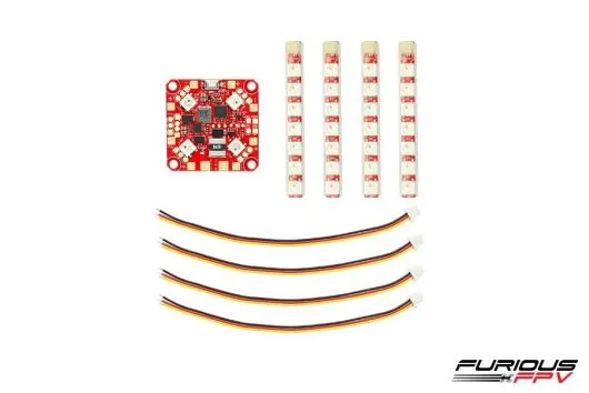 Furious FPV Lightning PDB Lichtsteuerung mit 4Stück RGB LED Streifen 1 Reihig spritzwassergeschützt mit Anschlusskabel