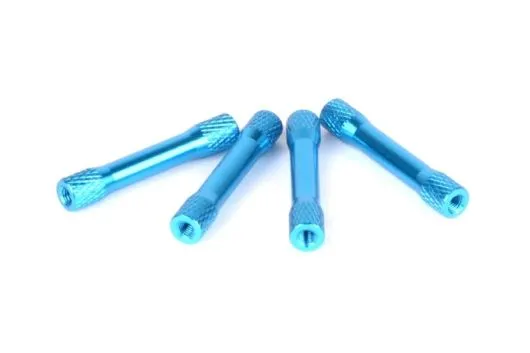 Abstandshalter M3 aus Aluminium in "Bone" Form in blau 4Stück 35mm