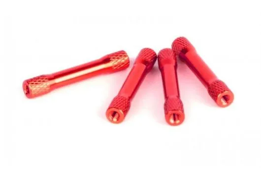 Abstandshalter M3 aus Aluminium in "Bone" Form in rot 4Stück 35mm