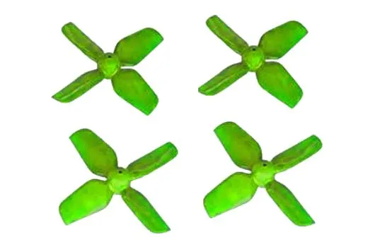 HQ Micro Whoop Vierblatt Propeller 1,2x1,2x4 (31mm) 2xCW und 2xCCW für 0,8mm Welle in grün