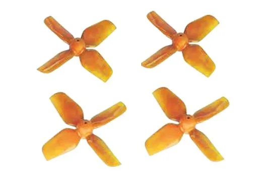 HQ Micro Whoop Vierblatt Propeller 1,2x1,2x4 (31mm) 2xCW und 2xCCW für 0,8mm Welle in orange