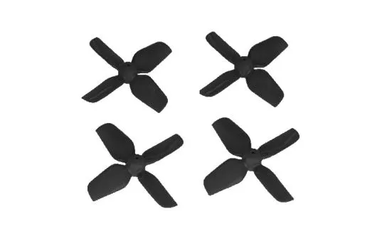 HQ Micro Whoop Vierblatt Propeller 1,6x1,6x4 (40mm) 2xCW und 2xCCW für 1mm Welle in schwarz