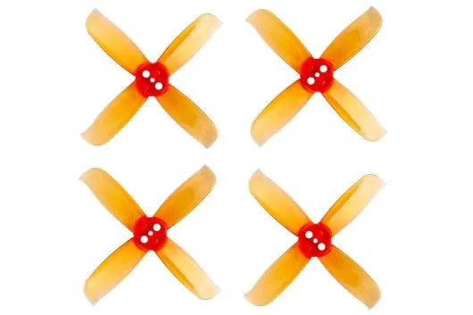 Gemfan Hulkie 4 Blatt Propeller 2 Zoll 2036 / 2X3,6X4 für 1,5mm Welle je 4xCW und 4xCCW in orange transparent