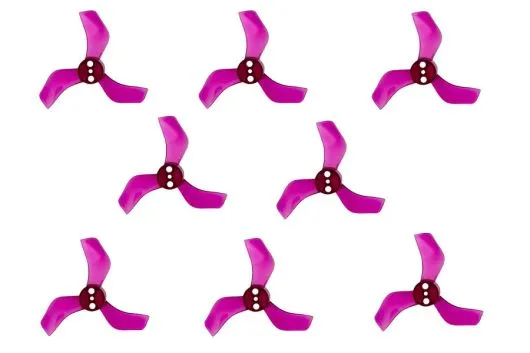 Gemfan 3Blatt Propeller in violett transparent 1,6 Zoll 1635 / 1,6x3,5x3 40mm 1,5mm Welle je 4xCW und 4xCCW