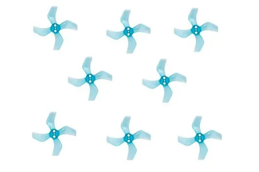 Gemfan 4Blatt Propeller in blau transparent 1,6 Zoll 1636 / 1,6x3,6x4 40mm 1mm Welle je 4xCW und 4xCCW