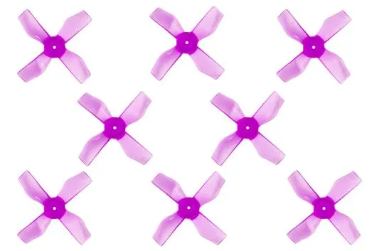 Gemfan 4Blatt Propeller 1,2 Zoll 1220 / 1,2x2x3 31mm 1mm Welle je 4xCW und 4xCCW in violet transparent