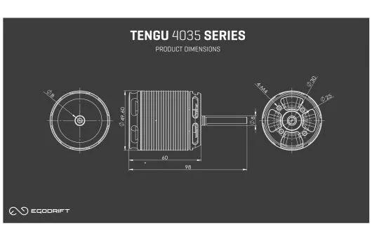 Egodrift Brushless Tengu Motor 4035HS 520kV für 12S 6x38mm Welle zum Beispiel für Logo 600