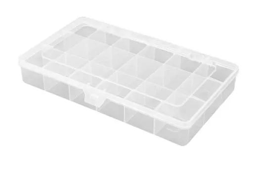 Sortimentkasten mit 18 fixen Fächern 210x119x34,5mm