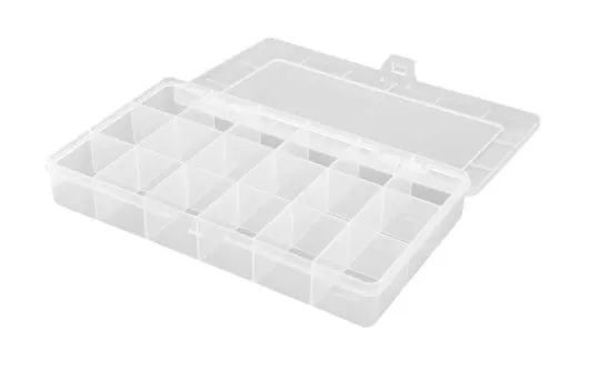 Sortimentkasten mit 18 fixen Fächern 210x119x34,5mm