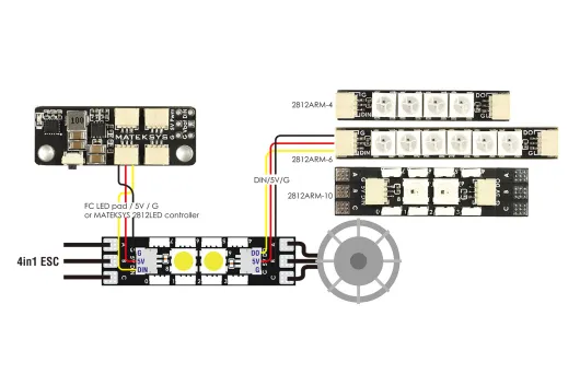 Matek Motoranschlussleiterbahn mit WS2812 LED Streifen mit 10 LEDs 4Stück