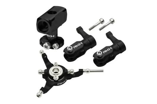 Rakonheli Taumelscheibe und Rotorkopf Set Aluminium in schwarz für Blade Fusion 180