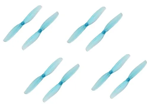 Gemfan 2Blatt Toothpick Propeller in blau transparent 65mm S mit 1,5mm Welle je 4xCW und 4xCCW