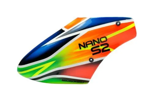 Microheli Fiberglas Haube Green Exoct im orange blau grünem Design für Blade Nano S2 und Nano S3