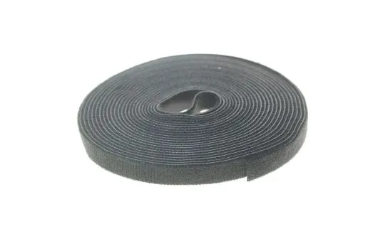 Feines Haken und Schlaufen Akku Klettband in schwarz 10mm Breit 5Meter Lang