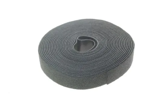 Feines Haken und Schlaufen Akku Klettband in schwarz 20mm Breit 5Meter Lang