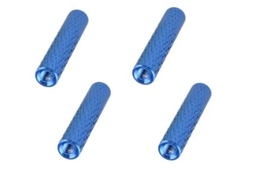 Abstandshalter / Spacer / Standoff M3 Aluminium eloxiert gerändelt in blau 4Stück 45mm