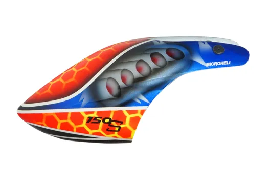 Microheli Fiberglas Haube Jet Turbine im blau rotem Design für Blade 150S