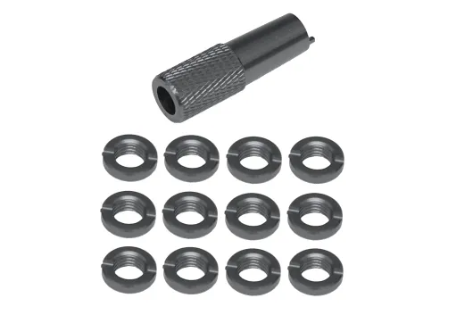 Schaltermuttern Set aus Aluminium mit Werkzeug in titan