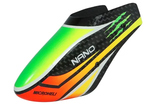 Microheli Fiberglas Haube aus CARBON im Speedy Scratch Design für Blade Nano S2 und Nano S3