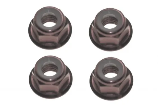 M5 Stoppmutter aus Aluminium mit Flansch in Titan Farbe eloxiert je 2xCW und 2xCCW
