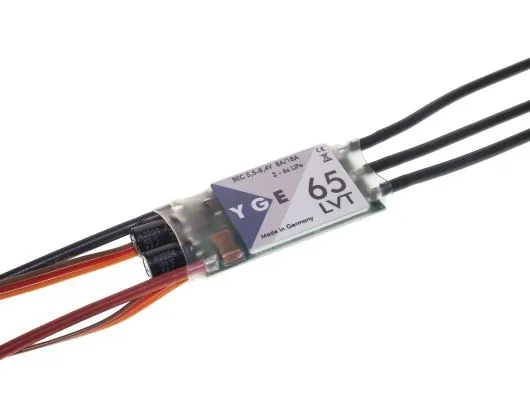 YGE Regler 65LVT 65A Dauer/110A Spitze, 2 bis 6s LiPo mit BEC 8A Dauer/18A Spitze