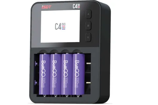 ISDT C4 Evo 4x AAA / AA oder 18650 / 26700 Li-F e/Li-Ion für USB-C Versorgung Ladegerät