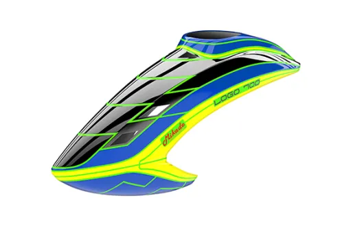 Mikado Haube LOGO 700, schwarz/blau/neon-gelb
