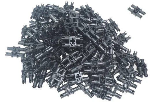 KBW Klemmbausteine Technik Pin Verbinder doppelt mit Achsenloch in schwarz 100Stück