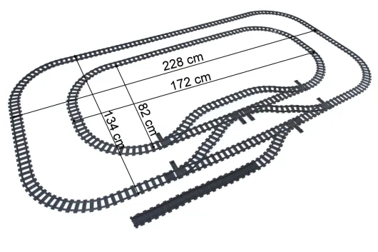 STS Klemmbausteine Eisenbahn Schienenkreis XL - Oval Innerer Schienenkreis groß mit Abstellgleis - 102 Teile