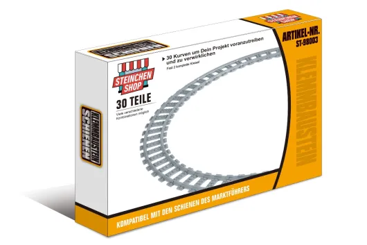 STS Klemmbausteine Eisenbahn Schiene Kurven/Gebogen "STANDARD RADIUS R40" im Karton - 30Stück