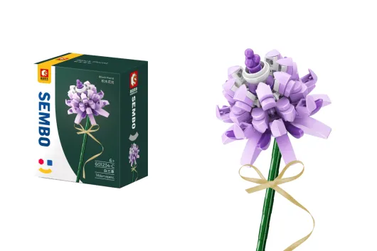 Sembo Klemmbausteine Blumen - Weißklee Sommerblume in Lila - 137 Teile