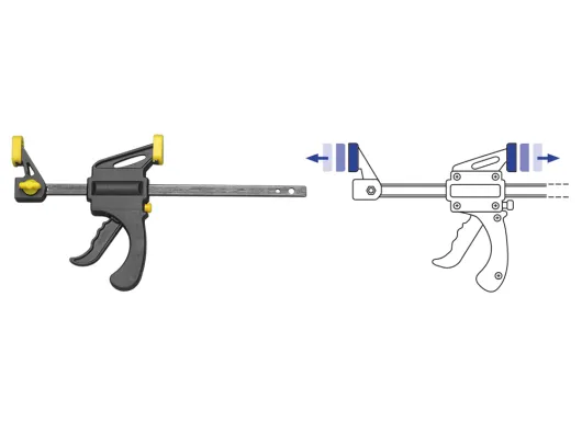 Einhand Schnellspannzwinge mit Spannweite 100mm oder Spreizweite 135mm