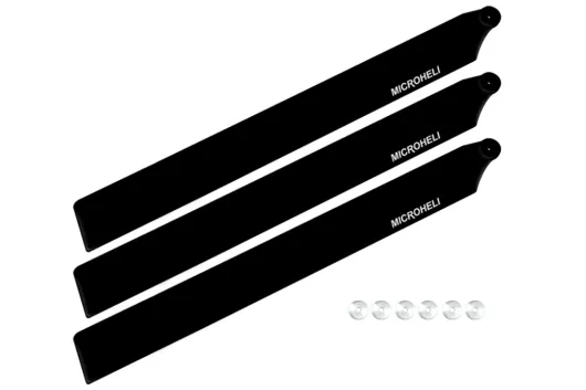 Microheli Hauptrotorblätter 180mm 3Blatt Satz aus Nylon Carbon Faser für OMPHobby M2 V2, EXP