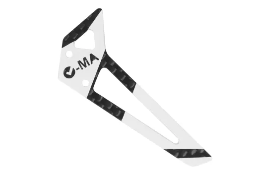 L-MA Precision Tuning Seitenleitwerk mit Stickern aus Carbon Faser in Weiß für BLADE InFusion 180