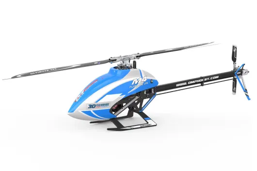 OMPHobby M4 Heli Kit in Blau / Baukasten mit Rotorblättern und Motor